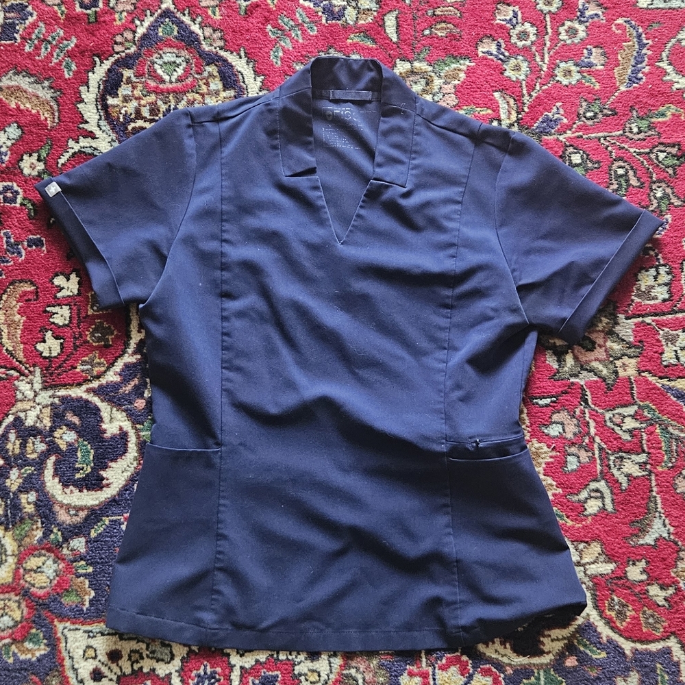Figs Navy Womens Scrub Top Size Small